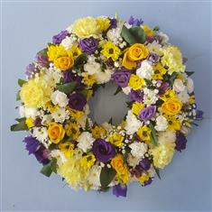 Open Mixed Wreath In Yellow And Purple