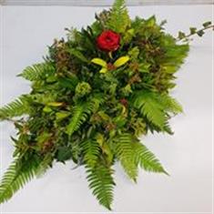 Hedgerow Coffin Spray With One Single Red Rose