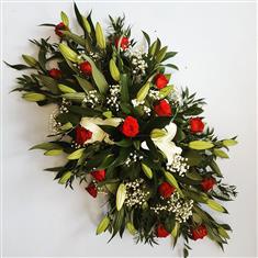 All  Red Rose And Lily Coffin Spray 