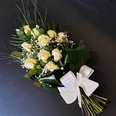 White RoseTied Funeral Sheaf