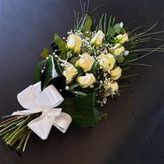 White RoseTied Funeral Sheaf