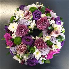 Open Mixed Wreath in Purple and White