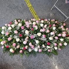 Mixed Pink Rose Coffin Spray