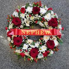 Open Mixed Wreath In Red and White  