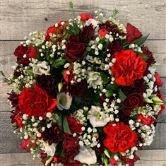 Open Mixed Wreath In Red and White  