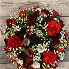 Open Mixed Wreath In Red and White  