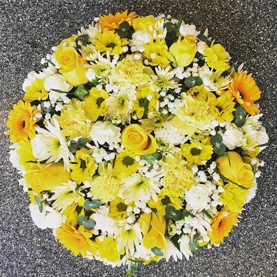 Mixed Posy Pad In Yellow - Funeral Flowers Crewe